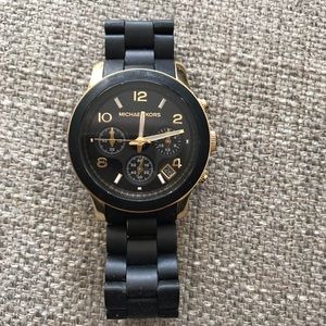 Black and Gold Used Michael Kors Ladies Watch